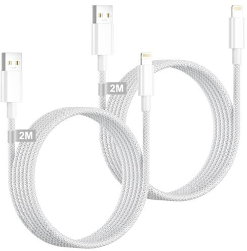iPhone Laddkabel 2 m 2-pack, [Apple MFi Certifierad] Lightning-kabel 2 m iPhone Snabbladdningskabel USB till Lightning-kabel Laddkabel för iPhone 14/13/12/11 Pro Max/XS/XR/8/iPad