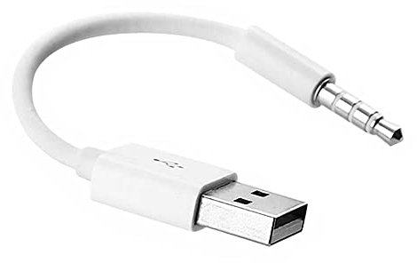 OcioDual Cable USB Compatible con Apple iPod Shuffle 3/4 / 5/6 / 7 Generación Cargador Sincroniza Datos Blanco