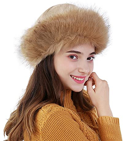 YJZQ Chapeau Mongolian Fausse Fourrure Bonnet Chaud Toque Hiver avec Polaire Femme Chapka Ronde Style Vintage Chapeau de Trappeur 57-59cm