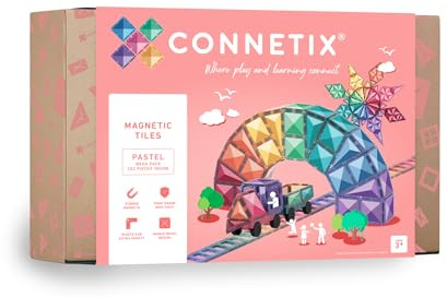 CONNETIX Magnetic Tiles Pastel Mega Pack, 202 Pieces