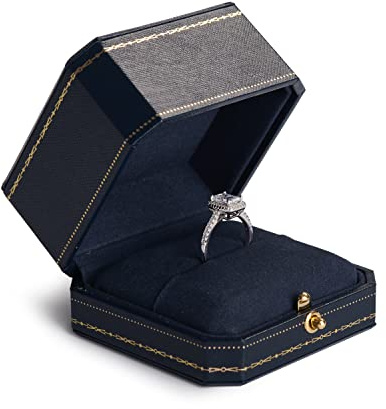 Oirlv Lyxig ringlåda, fyrkantig sammet vigselring fodral smycken presentförpackning klassiskt örhänge smycken elegant fodral presentask för förslag förlovning bröllop (ringlåda)