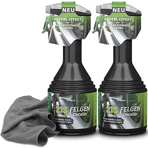 2x Dr. Wack P21S Felgen Detailer 500ml - reinigt, schützt, sorgt für Hochglanz mit Abperl-Booster + detailzone premium Felgentuch 300GSM 40x40cm