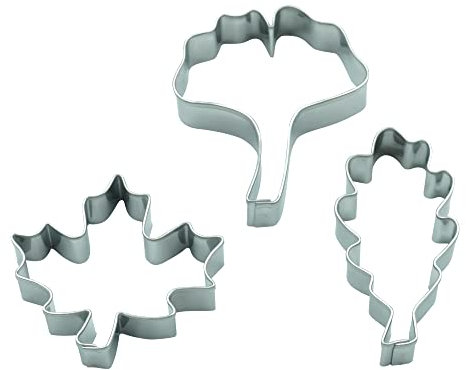 BekkiB - 3er Set Blätter Ausstechformen Eiche, Ahorn, Gingko - Ausstecher aus Edelstahl, spülmaschinengeeignet - 7329
