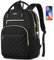 Schwarz Rucksack Damen,Schulrucksack Frauen Schultasche Mädchen Teenager Tagesrucksack mit USB und Laptopfach für Schule Universität Büro Arbeit Stadt,Geschenke für Muttertag Geburtstag Valentinstag