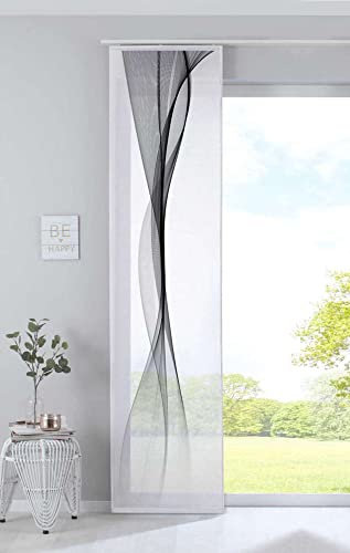 Gardinenbox Schiebegardine Flächenvorhang »Izmir« HxB 245x60 cm Welle Schwarz Voile Halbtransparent Paneelwagen Beschwerungsstange, 2022400ama
