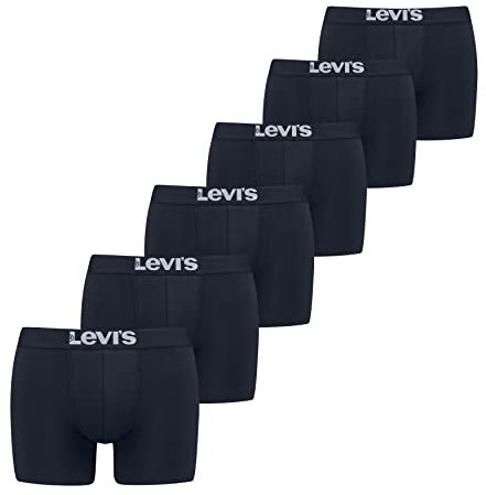 Levi’s Einfarbige Basic-Boxerslips, atmungsaktive Herrenunterwäsche aus Bio-Baumwolle mit elastischem Bund und doppelter Einlage, keine hochrutschenden Beinöffnungen, 6er-Pack