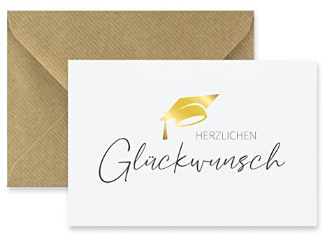 1 Premium Karte Glückwunschkarte 10,5x14,8cm Klappkarte + 1 Naturumschlag - Grußkarte zum gratulieren, Abitur, Führerscheinprüfung, Studium, Beförderung etc..