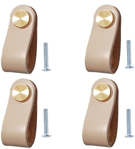 4 Piezas Tiradores Cuero para Muebles Manija Del Gabinete de Cuero Tiradores Cajon Pomos de Piel para Armarios Pomos Decorativos para Muebles Colgantes