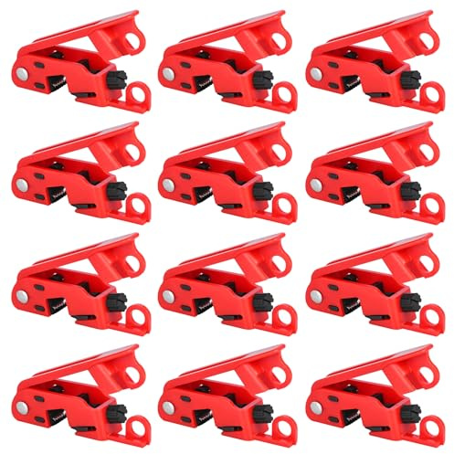 RealPlus Circuit Breaker Lockout, Lockout Tagout Breaker Lock for Standard Single and Double Toggles, Pack of 12