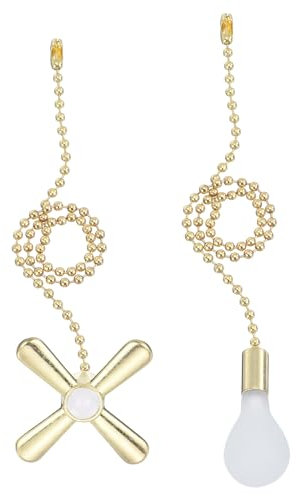 PATIKIL Set di Catene Ventilatore Soffitto da 13 Pollici, 2Pz Catene Sfera con Ornamento Estensore Lampadina Decorativa Cavo Ventilatore Lampade Soffitto Colore Oro