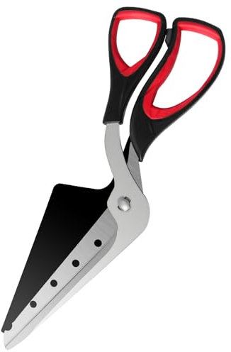 Frepxzlk Forbici per pizza con pala, forbici tagliapizza, lama affilata in acciaio inox per uso alimentare e impugnatura morbida, nero/grigio