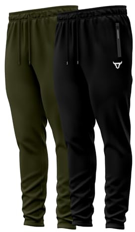 TORO ACTIVA Pack of 2 Tracksuit Bottoms Men Lightweigt Jogging Trousers with Zipper Pockets Work Joggers Fit Sport Casual for Running Gym Training