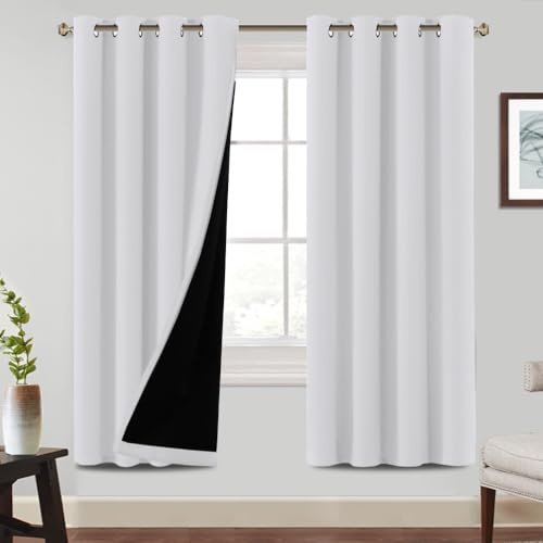 BellaHills Cortinas Opacas Salon Térmicas Aislantes Frío y Calor 132x214cm Blanca Cortinas Moderna con Ojales para Dormitorio Habitacion Blackout Curtains 2 Piezas