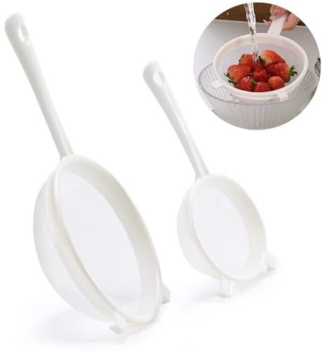 Luckyiren Kefir Strainer Set, 2-Size Plastic Non-Metal Sieve with Fine Mesh for Kefir Grains, Milk Kefir, Water Kefir & Kombucha - Durable, Food Grade & Easy Clean