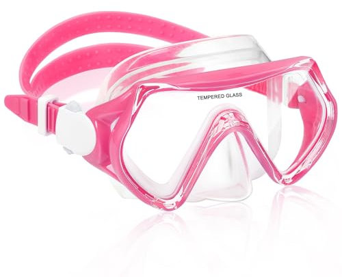 Taucherbrille Kinder, Schwimmbrille Kinder für 4-12 Jahre, Tauchmaske Schnorchelmaske Nasenabdeckung 180°Panorama HD Anti Nebel Anti-Leck für Jungen Mädchen Jugendliche