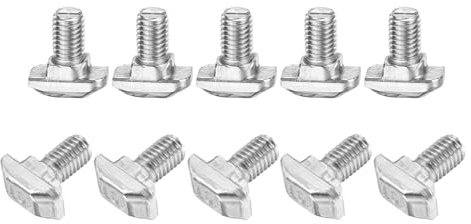 sourcing map 10Pcs T Slot Drop-in Bolt, M8 x 16mm T-Slot Bolts 304 Stainless Steel T Shape Stud Sliding Screw Hammer Head T-Bolt for Standard 4545 Series Aluminum Profile