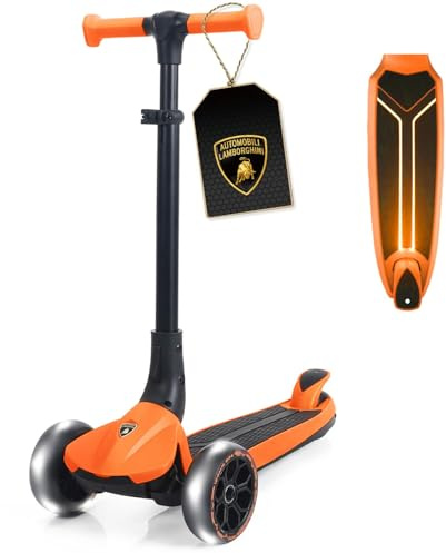 Lamborghini Scooter for Kids Ages 3-7, 3 Wheel Kids Scooter with Light-up Wheels & LED Deck, Adjustable Height, Foldable, Lean to Steer, Kick n Roll for 3+ Year Old Toddlers Girls Boys