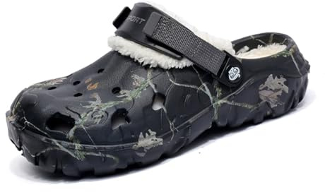 CERYTHRINA Sabots d’Hiver pour Hommes avec Doublure Amovible en Fourrure – Chaussures Chaudes et Confortables, Pantoufles d’Intérieur Extérieur Antidérapantes, Mules Jardin Slip-on Black 43