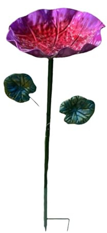 KESOTO Bebedero para Pájaros Cuenco de Agua Y Comida Pedestal para Aves Decoración de Exteriores con Poste Metálico para Fijación Segura Adecuado para, Violeta