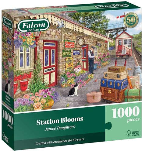 Falcon Station Blooms - 1000 Piece Jigsaw Puzzle for Adults - Railway Scene
