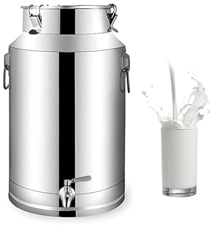 YLKJCE Bidon De Lait éPais avec Robinet,Bidon avec Robinet 30l INOX,Bidon A Lait Aluminium pour Le Riz, La Farine, Les CéRéAles(Capacity,9liter)