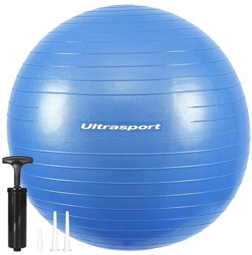 Ultrasport Palla Pilates 45 cm Yoga, Fitness I Softball Fino a 300 kg, Antiscivolo, Anti-Burst I Fitball per Gravidanza, Ginnastica, Palla Ergonomica da Seduta per Ufficio, Piccola e Grande, Blu