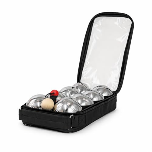 Woodside 8pc Steel French Boules Set with Carry Case – Stainless Steel Balls, Garden Outdoor Game for Adults & Family