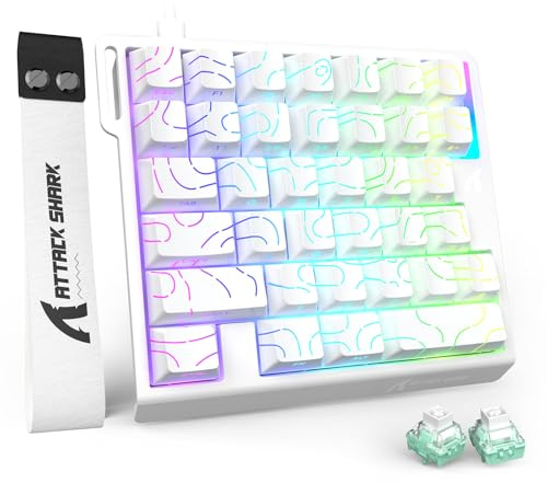 MAMBASNAKE Attack Shark M36 HE Teclado Gaming Una Mano 8000Hz Rapid Trigger, 36 Teclas Cable Interruptor Magnético, Precisión RT 0,01mm, SOCD & DKS, Retroiluminación RGB, para PC/Mac, Blanco Contour