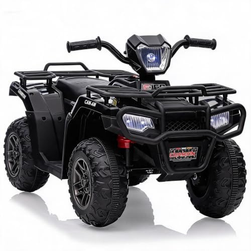 GarveeMore Quad électrique Enfant 12V – Double Moteur 2×30W – Vitesse sécurisée 3-6 km/h – Phares LED – Musique – Port USB – Siège Ergonomique – Voiture électrique pour garçons et Filles 3-8 Ans –
