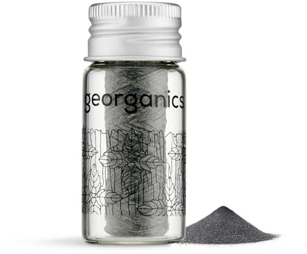 Georganics - Naturlig tandtråd - Biologiskt nedbrytbar ekologisk tandtråd - majs PLA-flossa, kolpulver, grönsaksvax, Mentha Piperita-olja - vegan, SLS, grymhet och glutenfri - aktiverad kol