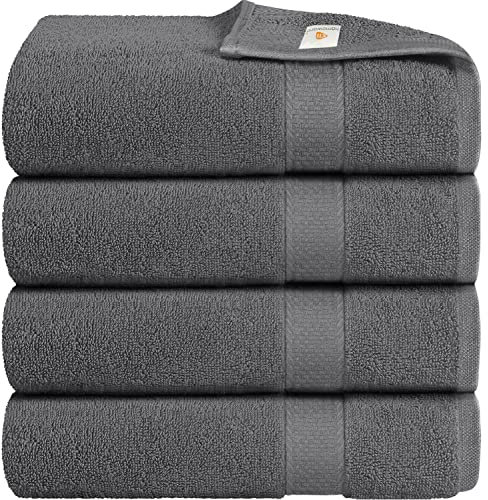 X11 Homeware Bath Towels Pack of 4 Egyptian Cotton Towel Set Highly Absorbent Soft Bathroom Towels Set of 4 Ring Spun Cotton Quick Dry Large Towels (Grey)