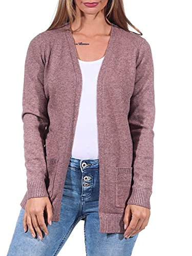 ONLY Damen Onllesly L/S Open Cardigan KNT Noos Strickjacke 15174274,Rose Browndetail:w. Melange,S