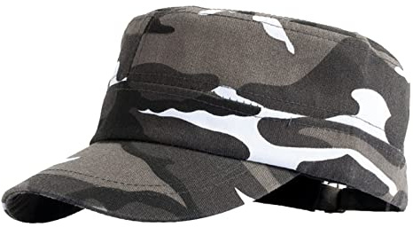 Jarseila Armé platt topp unisex multicam keps camo tvättade mössor militär armékeps dam bomull, enfärgad, justerbar, svart, En Storlek