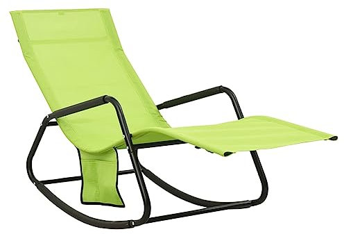 vidaXL Sonnenliege Relaxliege Gartenliege Liegestuhl Schaukelliege Schwingliege Gartenmöbel Terrassen Liege Camping Stahl Textilene Grün