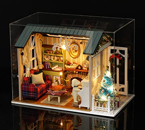 Kit De Maison De Poupée Miniature, DIY 1:24 Réaliste en Bois Mini 3D avec Meubles (Holiday Time)