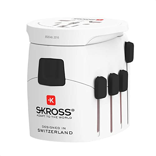 SKROSS - 1.103180 - Prolight - Set mit 2 universellen Reiseadaptern | Von und nach 250 Ländern – Spannung und Leistung: 100 V – 630 W / 250 V – 1575 W – Anti-Elektroschock-Schutz