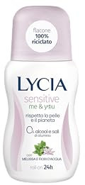 Lycia, Sensitive Me and You Deodorante Roll On Senza Sali di Alluminio e Senza Alcool, Fresca Fragranza a Base di Melissa e Fiori d'Acqua, Efficace fino a 48H, Antimacchie, 50 ml