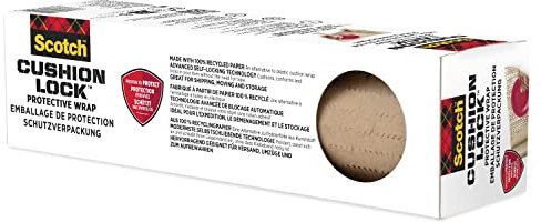 Scotch Cushion Lock Schutzverpackung - 1 Rolle, 30,4 cm x 9,14 m - Nachhaltige Papierpolster für den Versand und Transport, keine Schere oder Klebeband erforderlich, Alternative zu Luftpolsterfolie