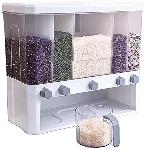 VIXPET Wall Mounted Muesli Dispenser Rice Bucket, Muesli Dispenser, Muesli Cans Storage Box Fresh Storage Boxes, Kitchen Storage Box Airtight Containers With Lid