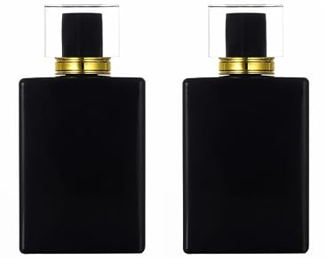 2 Pack 100ml Glass Perfume Atomizer,Black Empty Perfume Spray Bottle for Men and Women,Portable Fragrance Fine Mist Spray Bottle Dispenser for Travel