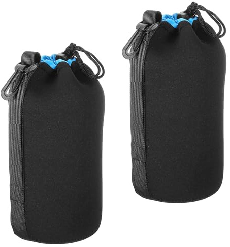 PATIKIL Kameralinsväska, draglinspåse med tjock skyddande neopren, linsfodral för DSLR-kameralins vatten, BLÅ, 3.9 ID x 9.8 H
