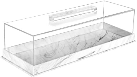 Rectangle Cake Tray with Lids, Clear Pastry Display Case, Dessert Holder Tray, Cake Stand, Cookie Display, Marble Pattern Plastic Cake Platter with Lucite Cover, Pastry Base