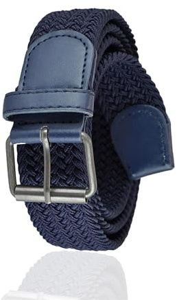 A2Z Mens Stretch Belts Elasticated Braided Woven - Belt MB121 Navy M/L