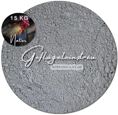 15 kg Geflügeleinstreu Geflügelbad Hühnerbad gegen Milben Urgesteinsmehl Hühner hochfein 0-63µm Staubbad Trockenbad
