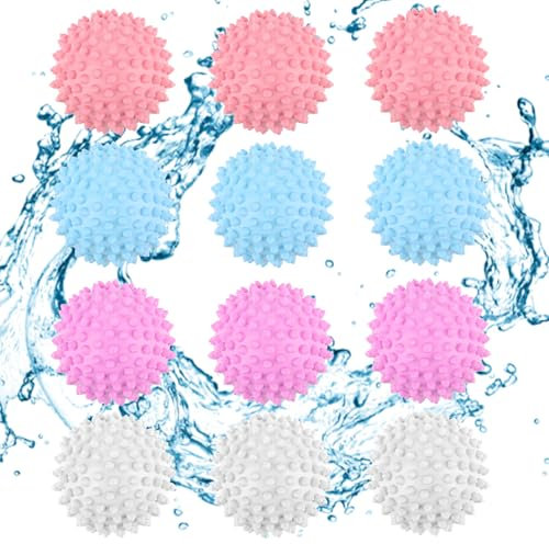 12PCS 6.5cm Boules de Séchage Universelles, ELEPRUC Boule de Lavage Machine a Laver, Boule de Sèche-Linge, Balle de Lavage, Boule Seche Linge, Assurent un Séchage Uniforme Pour le Nettoyage du Linge