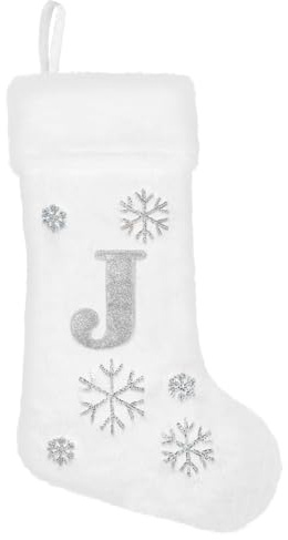 VEYLIN Christmas Stocking, 20 Inch Christmas Stockings with Initials Letter Stockings Christmas Plush Christmas Stockings Christmas Stockings for Kids/Adult Letter J