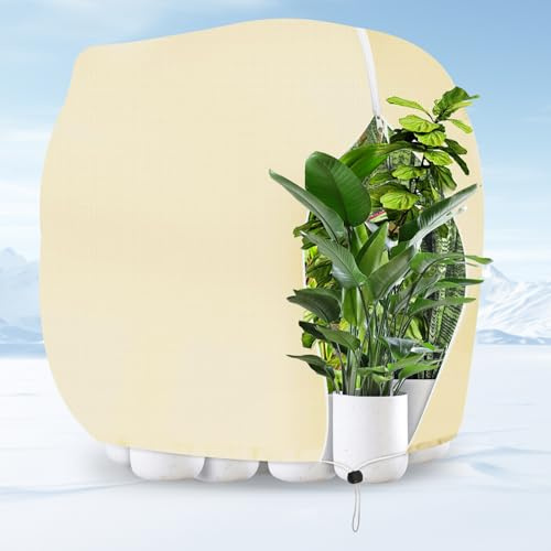 Gigmeta Voile Hivernage Plante Exterieur, 180 x 120 cm Réutilisable Protection Hivernale pour Plantes avec Fermeture Éclair, Housses de Protection pour Plantes pour Palmiers, Olivier