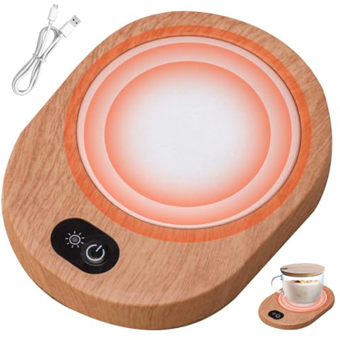 Sottobicchiere Riscaldato, Scaldatazze USB Scaldatazze per Scrivania Tazza da caffè in Legno 55-65 ℃ Caffè a Temperatura Costante Sottobicchiere Riscaldato Portatile per Cacao Latte Tè Home Office Se
