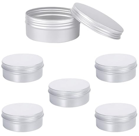 XINGSUI 6 Pièces 150ML Pots en Aluminium, Pots de Contenants Cosmétiques Vides, Boite Ronde en Aluminium, avec Couvercle à Bouchon à Visser, pour Bougies, Épices, Bonbons à Thé, Maquillage (Argent)