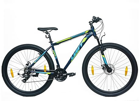 DEPORBIKES Bicicleta montaña Adulto 29 Pulgadas | Cuadro de Aluminio + 21 Velocidades Shimano + Suspensión Delantera + Frenos Disco Mecánico | Bicicleta montaña Segura y Resistente (Azul)